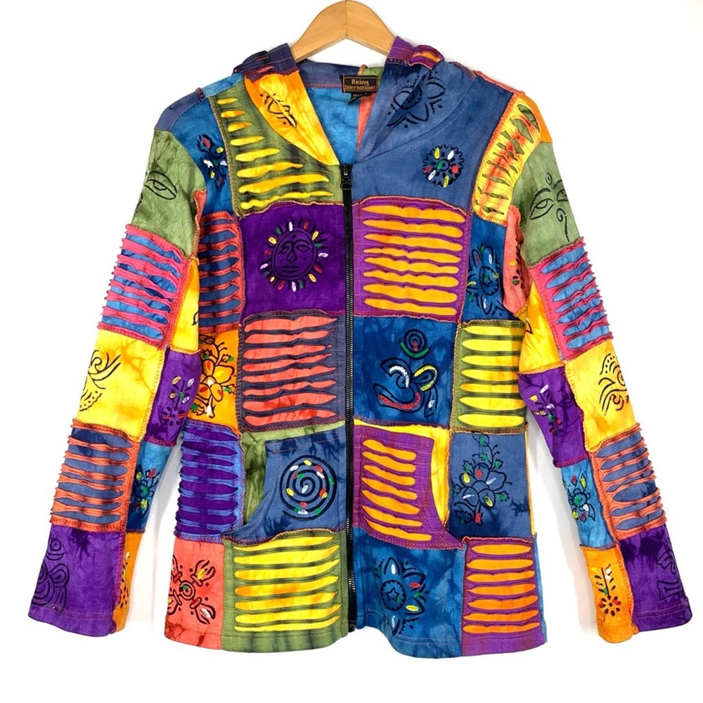SHOP CLOSING! Vintage 90 Hand Painted Patchwork Festival Hoodie
